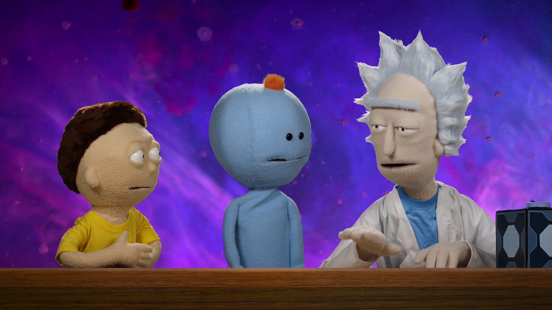 Rick and Morty puppets from the Rick and Morty Blu-ray commercial shot and edited by Todd Bishop