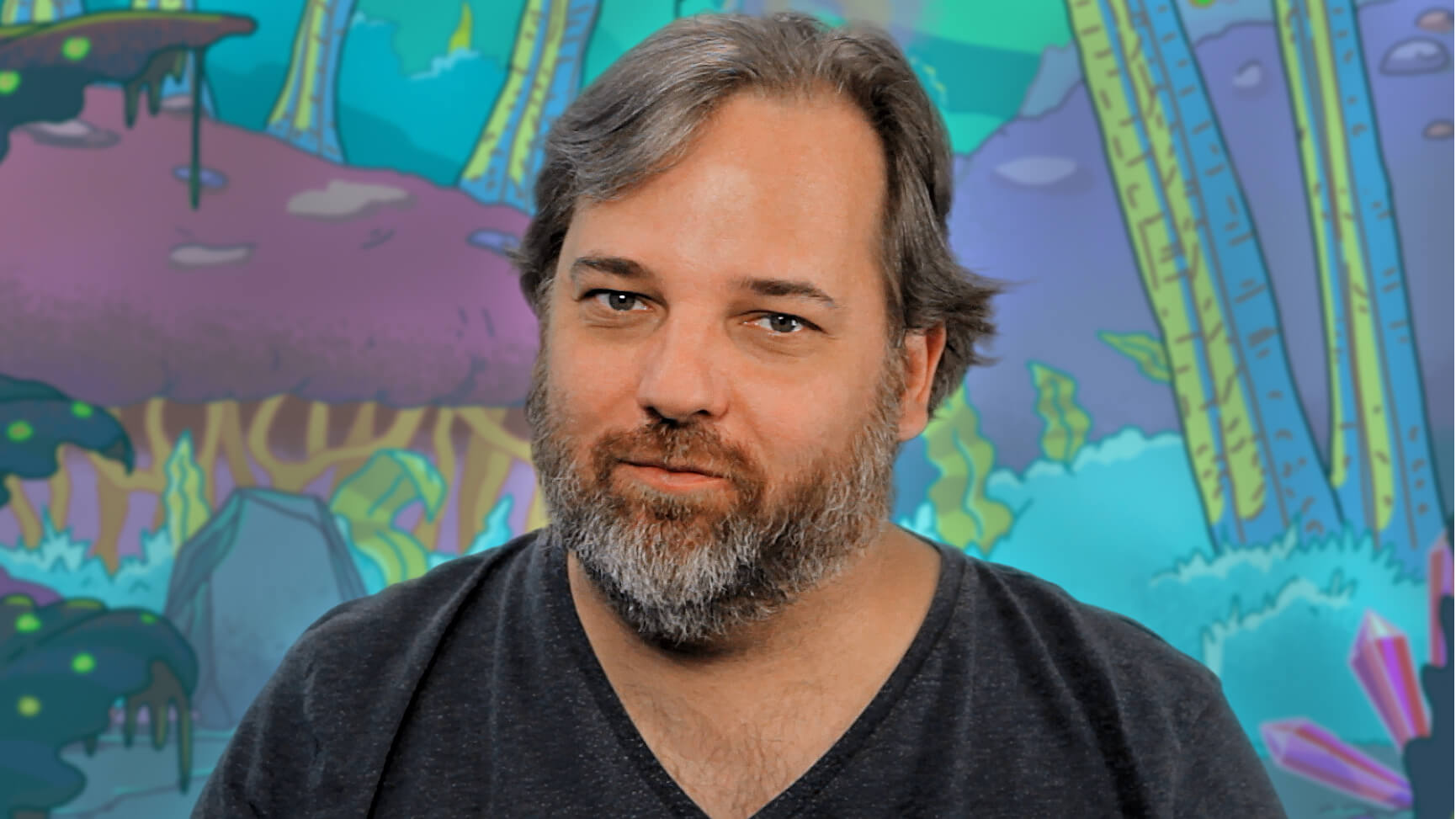 Rick and Morty Co-creator Dan Harmon is interviewed for a behind the scenes feature produced by Todd Bishop